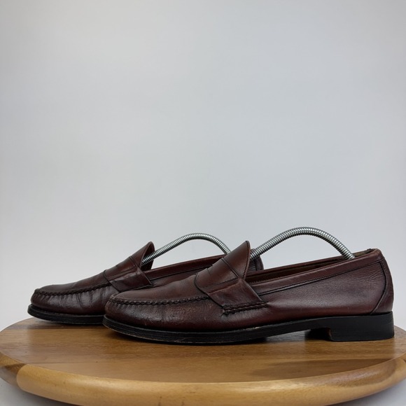 Mens Cole Haan Cavanaugh Brown Leather Slip On Penny Loafers Size 10.5 A GUC